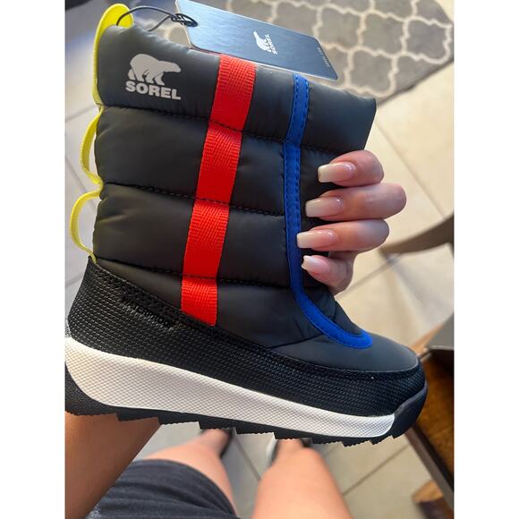 Sorel Uni-sex Whitney Puffy Black Mid Snow Child Rain Boots Kids - Picture 4 of 6